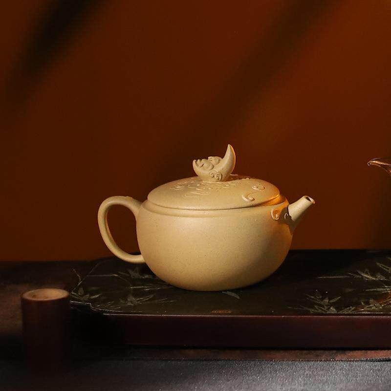 正宗宜兴紫砂壶名家纯手工原矿段泥雕塑玉兔奔月壶大师制450ml