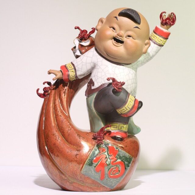 好年旺市财运亨通精打细算精品大师作品收藏石湾陶瓷喜庆家居摆设