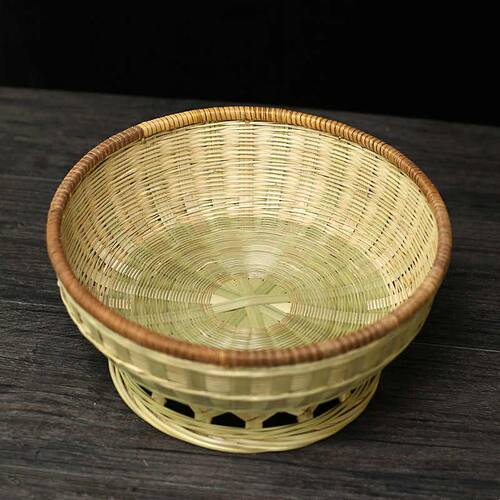 竹编果篮手工竹制品篮子藤口馒头筐水果篮家用蔬菜摆盘竹青收纳筐