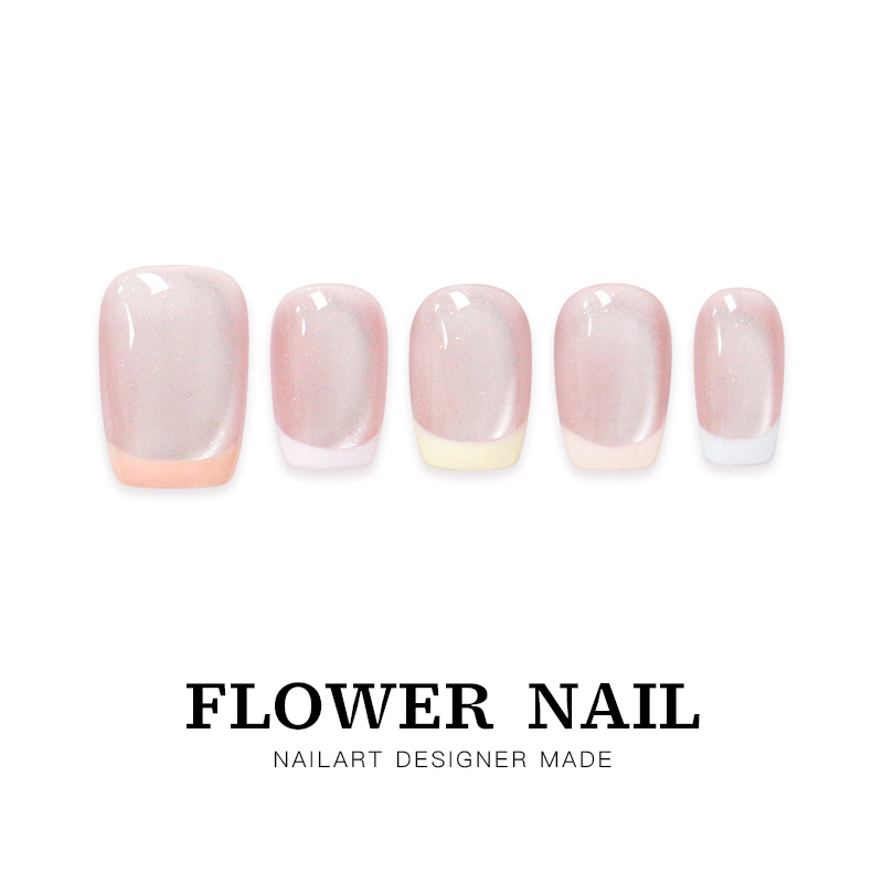 花芷「色沁斑斓」彩色法式多巴胺美甲手工猫眼穿戴甲短款2025新款