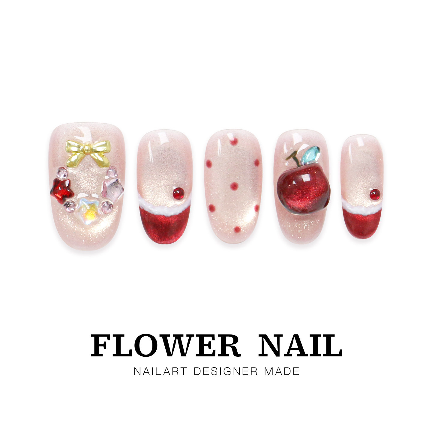 花芷「平安喜乐」圣诞红色美甲手工穿戴甲猫眼中长款2026新款高级,彩妆/香水/美妆工具,穿戴甲/甲片,淘宝优惠券,粉丝福利购,淘宝优惠卷