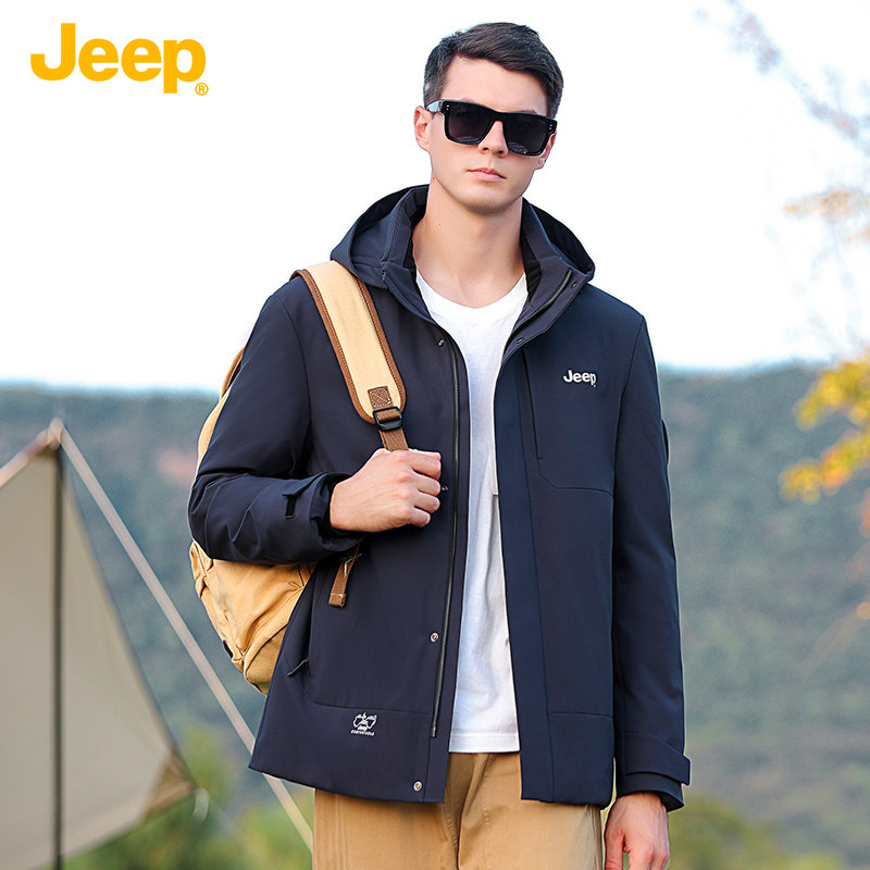 Jeep吉普男士中青年保暖白鸭绒羽绒服户外休闲2024新款爸爸装外套