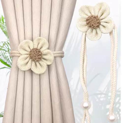 现代简约窗帘绑带一对装可调节可爱花朵收纳绑绳束带固定装饰挂件
