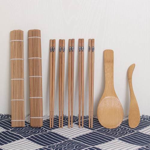 外贸做寿司工具套装 竹制寿司卷帘寿司筷 竹饭勺竹刀 多件套