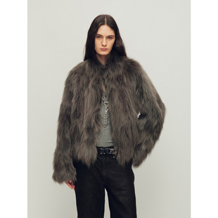 付智恩 芬兰Sagafurs进口狐狸毛立领定染坎毛皮草外套女 格蕾香榭