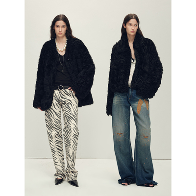 付智恩托卡卷毛皮毛一体皮草外套