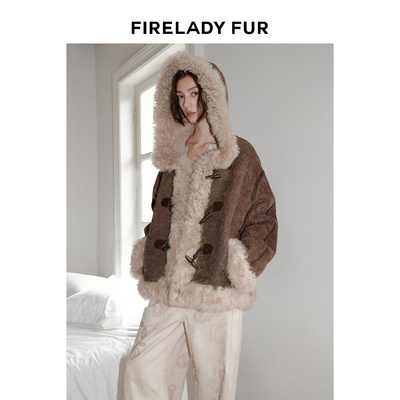 付智恩都市休闲带帽落肩美利奴