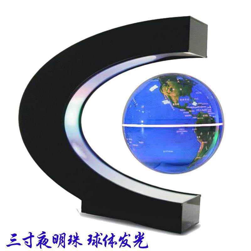 亚马逊 新奇特实用创意礼品家居饰品摆件礼物磁悬浮发光地球仪3寸