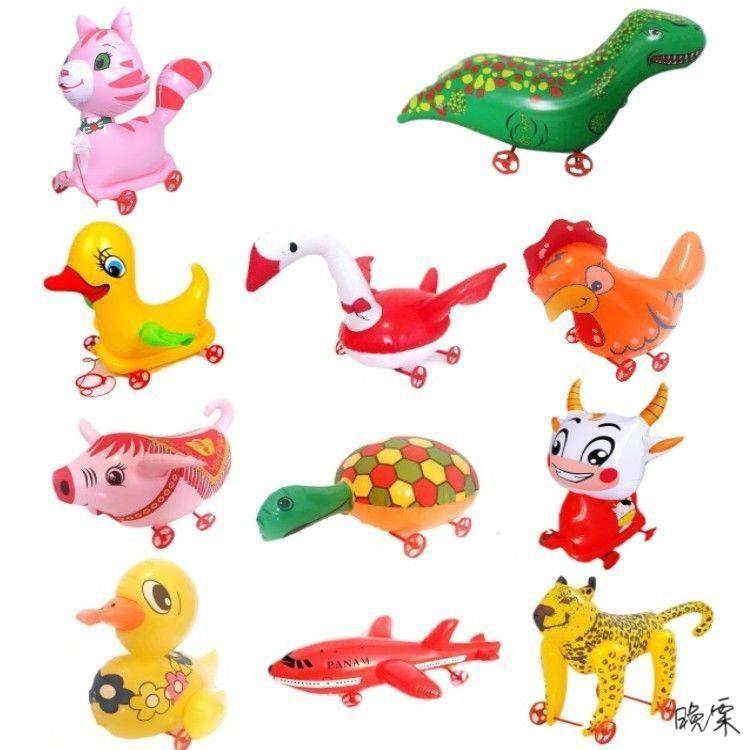 拉线充气玩具充气拉车地摊广场拉线儿童动物推玩具地推商用商场无