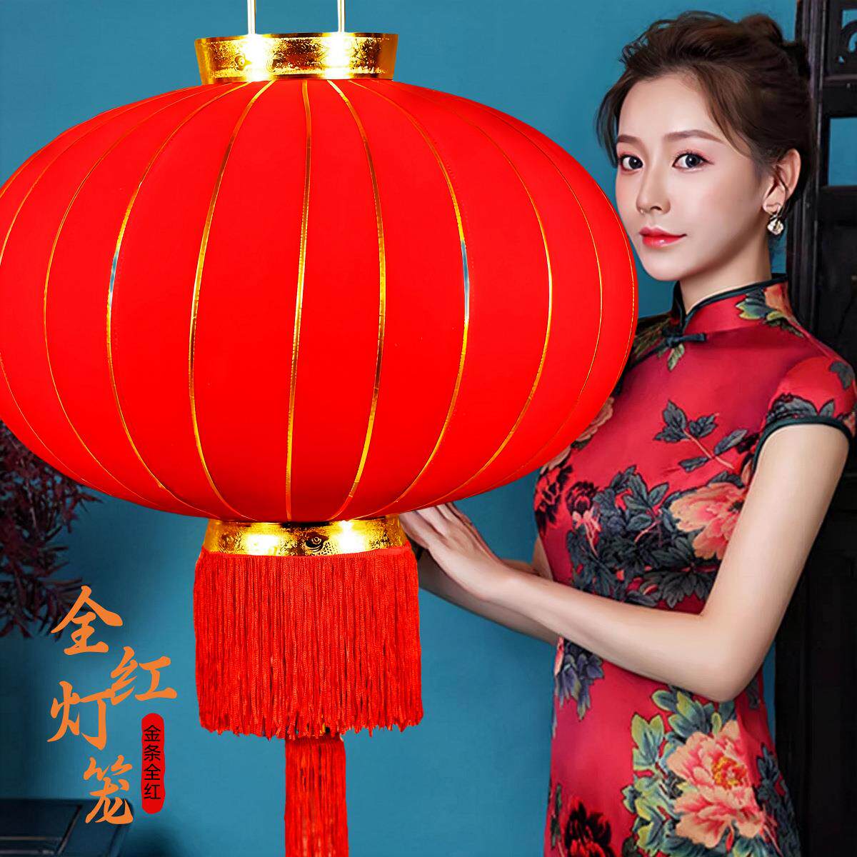 灯笼厂家长杆植绒灯笼广告灯笼户外喜庆大红灯笼新年春节宫灯