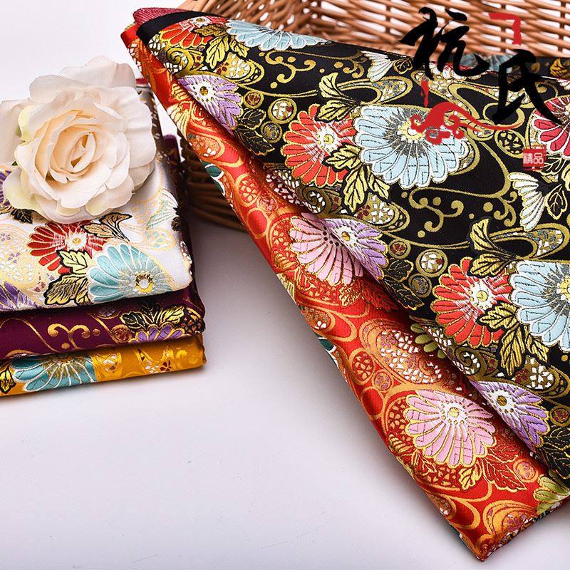西阵织仿云锦日式和风小扇花织锦缎布料唐装儿童拜年服锦缎面料