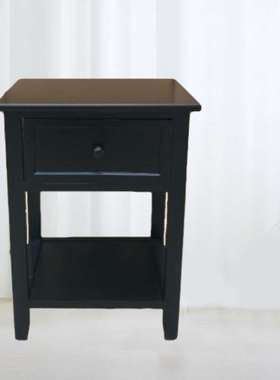 1VPR黑色实木40床头柜酒店公寓小户型边角收纳置物柜简约简易时尚