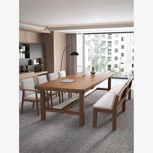 全实木大书桌工作台家用客厅大长书桌阅读学习桌子去客厅化大板桌