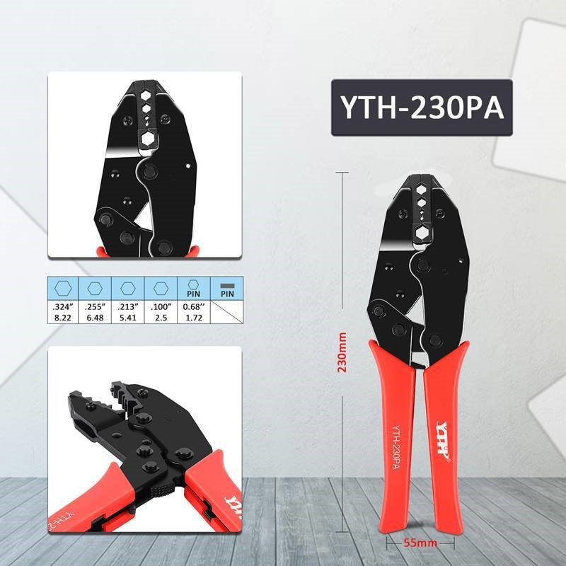 YTH-230PA压线钳冷压绝缘接线端子棘轮式压线钳 管形端子压接钳