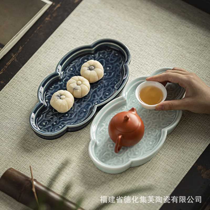 中式茶点盘糕点盘喜饼盘点心盘陶瓷大号托盘干果碟古风订婚台摆盘