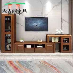 地柜储物柜 全实木组合电视柜现代简约可伸缩客厅影视柜多功能中式