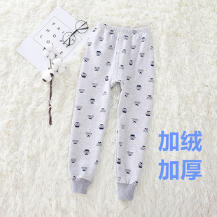 文波男童保暖裤加绒加厚棉裤儿童纯棉卫生裤男孩中大童加绒裤子内
