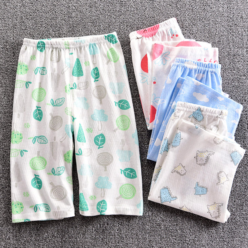 宝宝七分裤五分裤夏季薄款1男女儿童婴儿睡裤宽松纯棉网眼可开裆