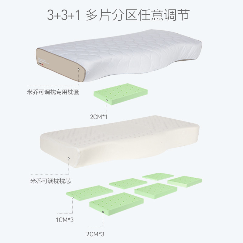 米乔乳胶枕头低枕高枕头加厚加高颈椎枕护颈椎侧睡修复睡觉专用