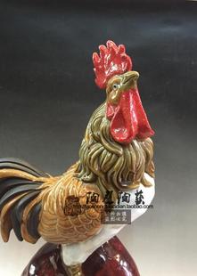 陶声雄鸡屋顶十字路口柜顶阳台玄关公司商铺梁柱生肖六合吉祥摆件