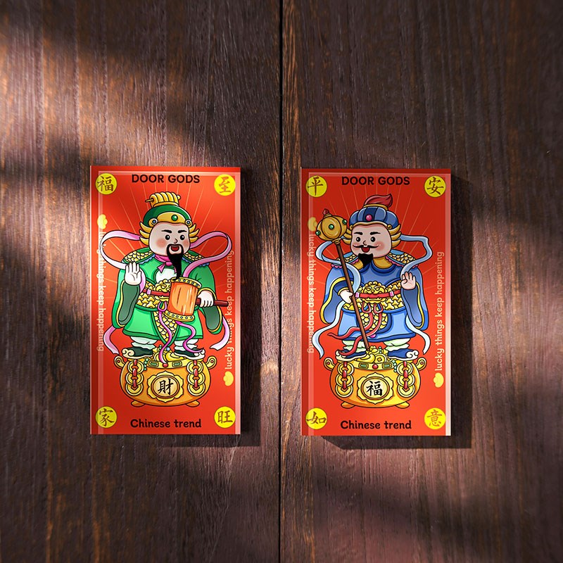 无聊买一套哼哈二将门神冰箱贴镇宅个性创意国风磁性入户门装饰贴图片