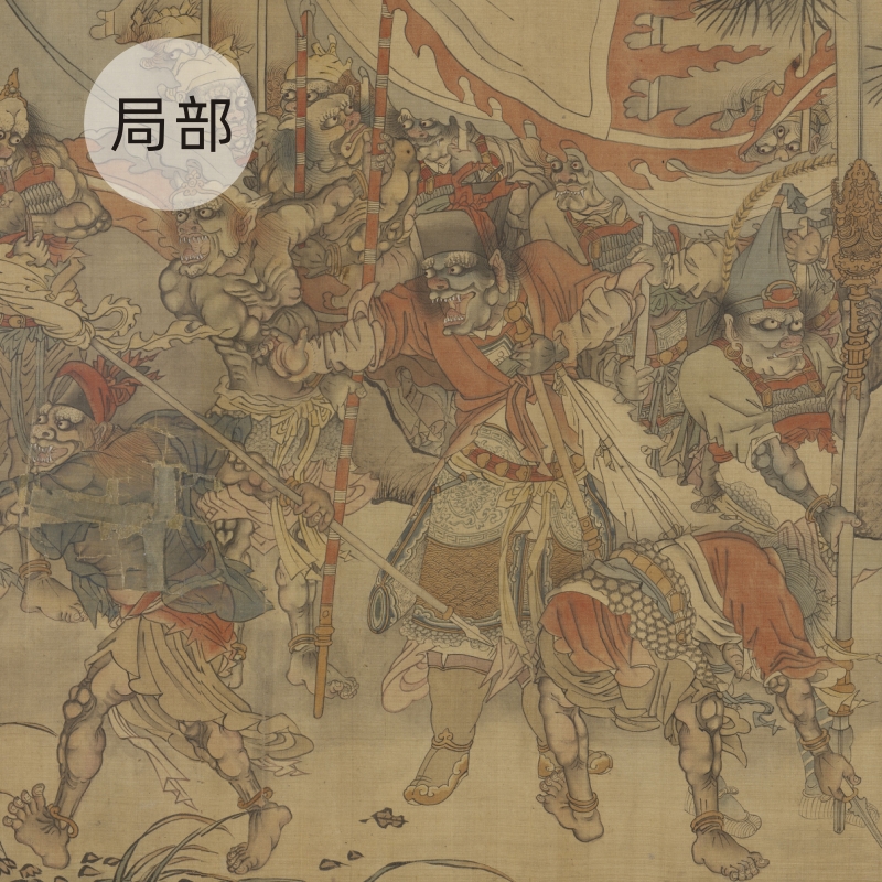 明  陆治《二郎搜山图》全卷工笔人物长卷画全卷无拼接