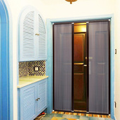 纱门防蚊门推拉式 无轨家用隐形沙窗伸缩加厚铝合金免打孔折叠纱门