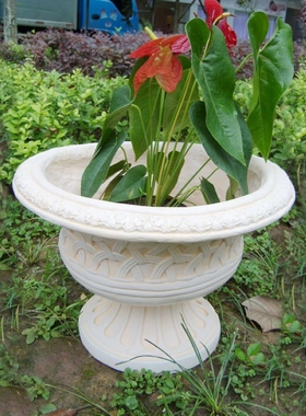 欧式田园风格仿竹编花盆新房庭院花园门厅装饰摆件花瓶花器花桶