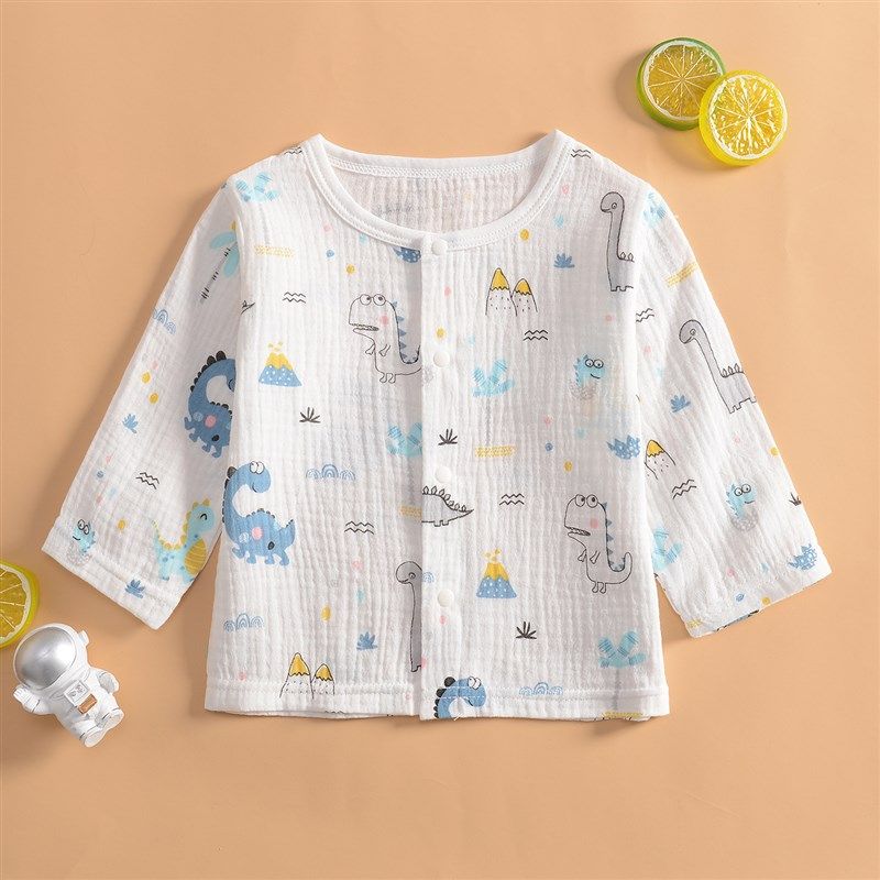 夏季薄婴幼儿纱布长袖开衫上衣男女儿童家居睡衣空调服打底衣吸汗,童装/婴儿装/亲子装,家居服上装,淘宝优惠券,粉丝福利购,淘宝优惠卷