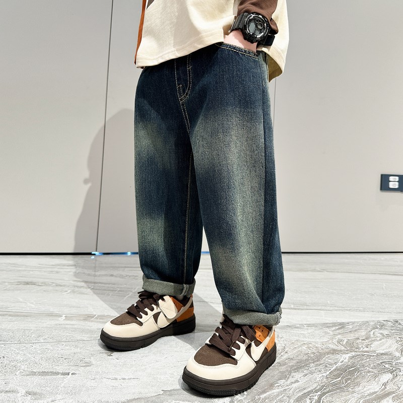 复古直筒牛仔御宝当家男童裤子牛仔裤春秋装儿童长裤男孩2024新款