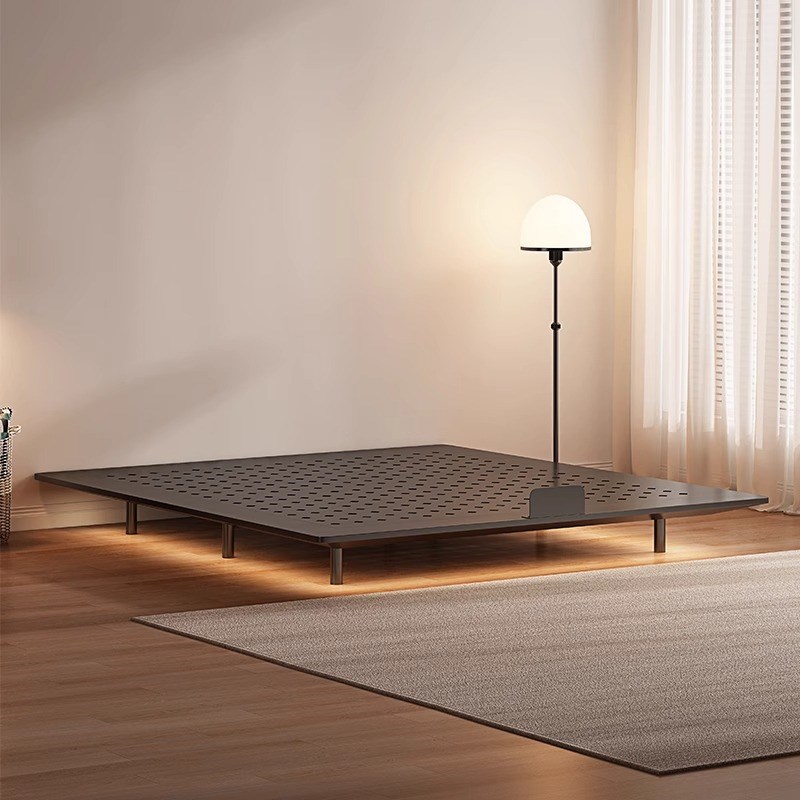 悬浮床碳素钢床架2025新款小户型卧室无床头床侘寂奶油风铁艺床架