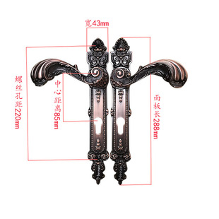 户外铁艺庭院大门锁欧式红古铜别墅院子锁70方管铝艺不锈钢把拉手