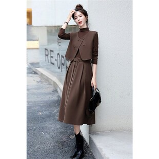 套装 法式 新款 连衣裙2024秋装 裙女神范两件套7882 气质高级感长袖