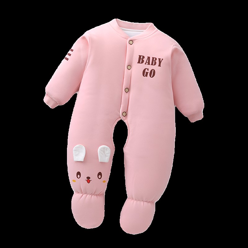 包脚婴儿衣服开档连体衣春秋冬加厚棉花连脚婴儿服带脚裤新款薄棉