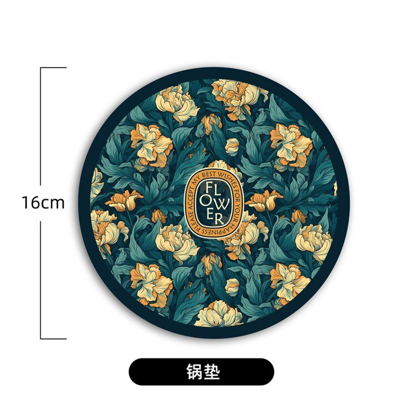 美式乡村花卉 陶瓷隔热防烫餐桌防水锅垫北欧复古圆形水杯垫防滑
