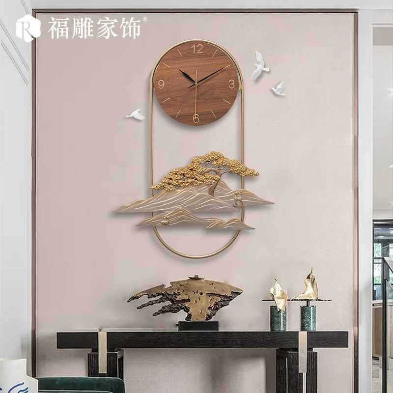 家庭版时钟挂钟客厅创意墙面装饰新中式现代简约壁饰钟表厂家