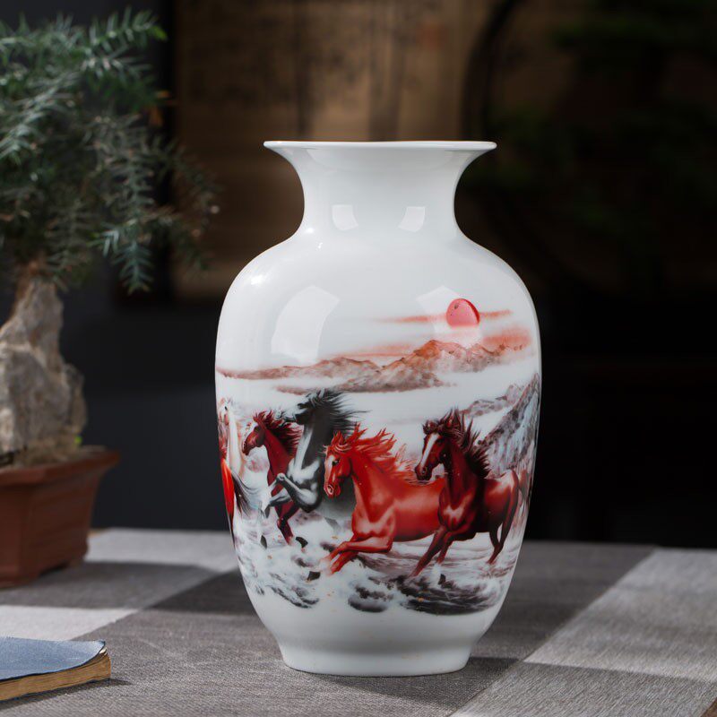 景德镇陶瓷插干花瓶办公室客厅网红装饰品新古典居家摆件包邮