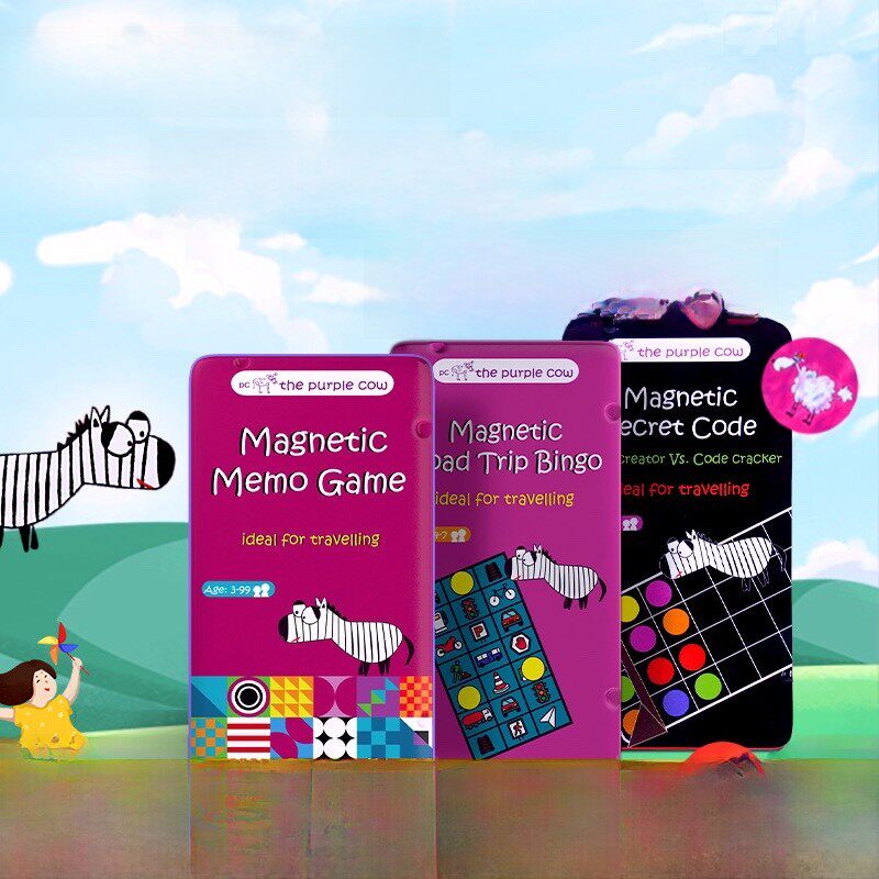 路标宾果玩具 ThePurpleCow贵族牛牛 儿童口袋旅行便携铁盒桌游