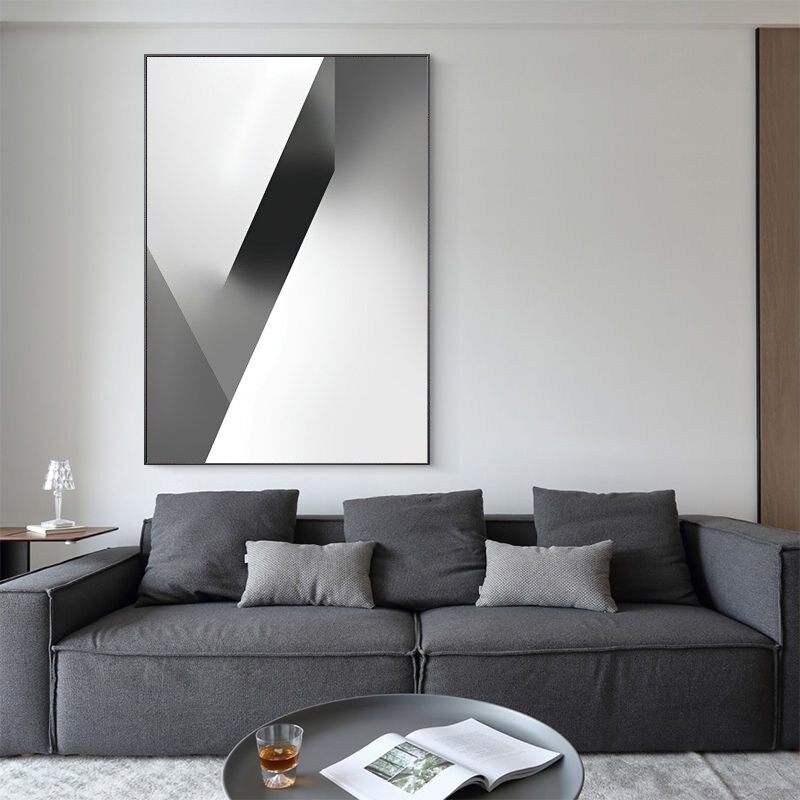 艺术壁画客厅沙发背景墙挂画极简黑白灰几何抽象玄关装饰画高级感