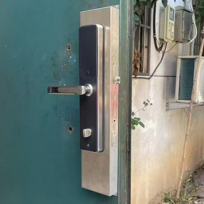老门改造指纹锁专用锁盒锁框 不锈钢 万能锁架 电子锁体通用