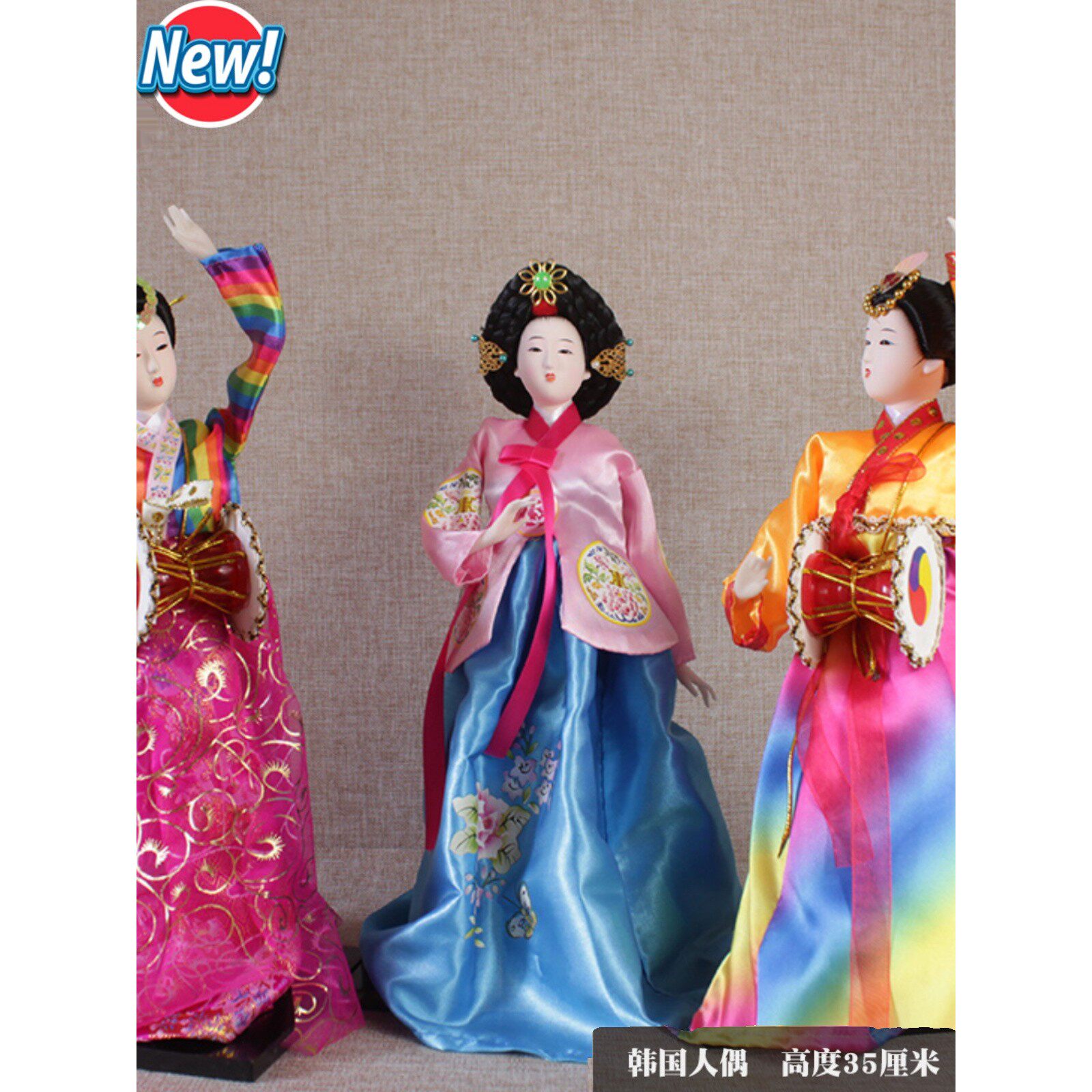 韩国人偶仕女绢人尚宫娃娃工艺品摆件韩国料理店铺家居装饰品35CM