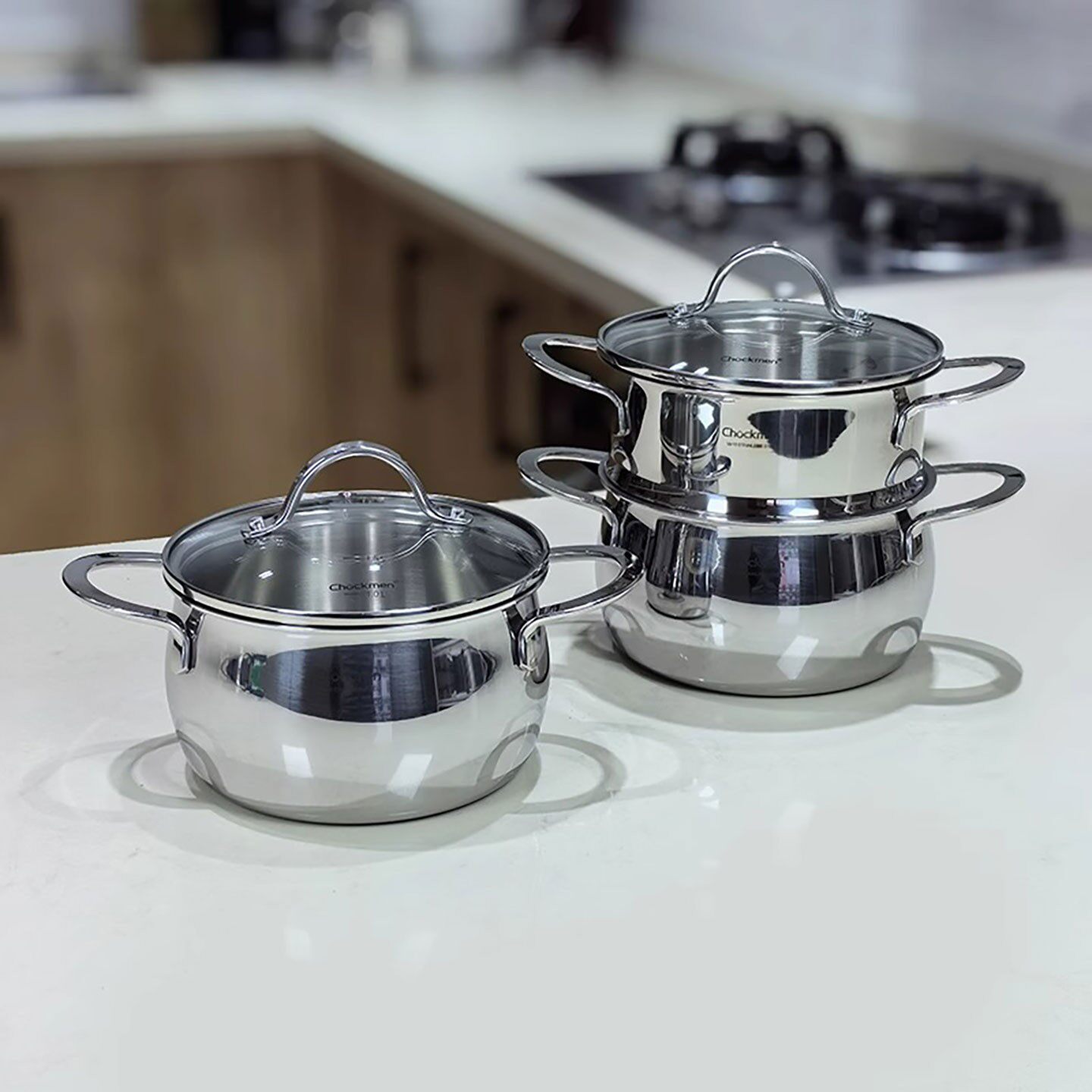 Chockmen18/10不锈钢双耳奶锅1.5L家用一体成型小汤锅泡面锅16cm