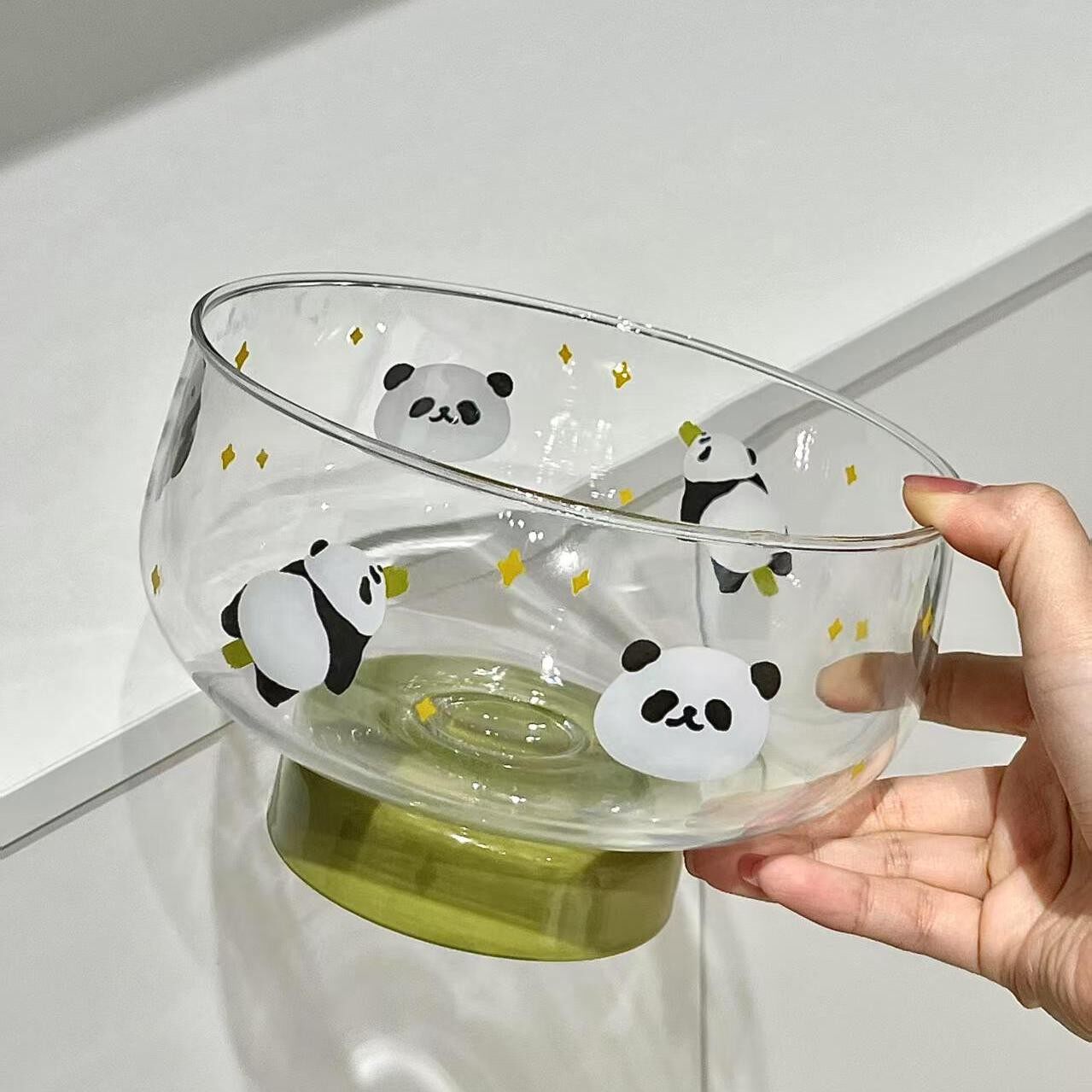 熊猫水果盘客厅家用高颜值玻璃碗轻奢高级感零食盘子糖果盘干果盘