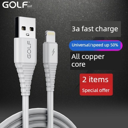GOLF合金编织面条数据线适用8用iPhone5 6S 7pus手机充电器线