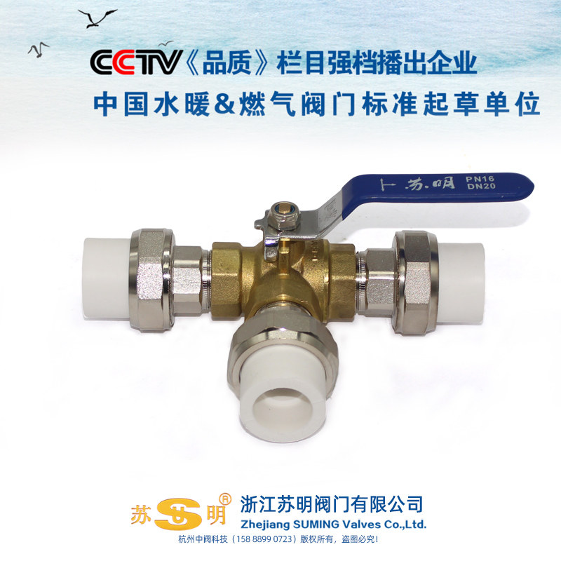 PPR三通球阀热水器太阳能转换阀门热熔205活接暖气管恒温开关苏明
