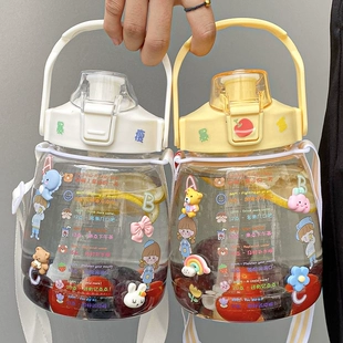 大肚杯夏季 网红吸管大水壶喝水杯子高颜值水杯大容量女生 2022新款