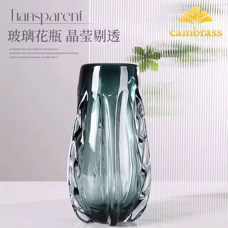 cambrass玻璃花瓶水养插花现代高级感摆件轻奢高端大气客厅培器皿