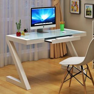 电脑台式桌子卧室家用电脑桌钢化玻璃简易书桌学习办公桌写字台