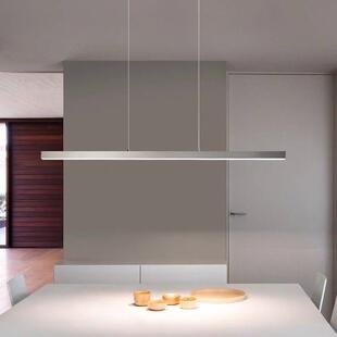 中古包豪斯饭厅吊灯创意一字长条灯现代简约办公吧台不锈钢银色灯