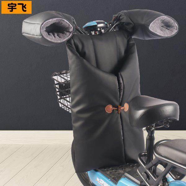 分体寒PU冬季摩托车款电动车挡风被冬加绒加厚防风皮革罩板防电瓶